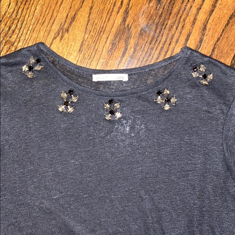 Zara black heathered top with embellishments - Picture 2 of 4